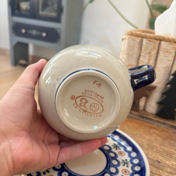 Boleslawiec Polish Pottery Large Mug with Plate - Picture 3 of 6